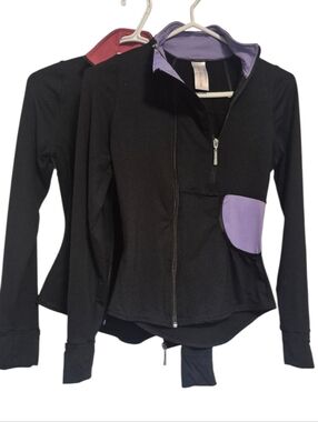 Mondor Scuba Double Zipper Jackets in Blk/purple and Blk/pink Ice Skating